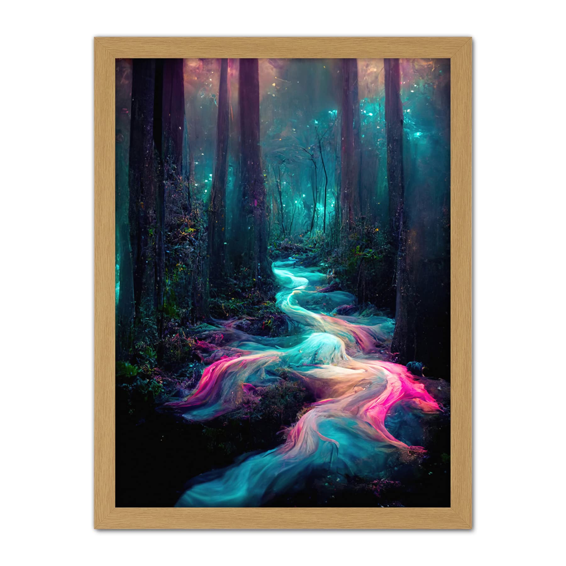 Doppelganger33 LTD The Enchanted Forest Magical Fantasy River Artwork Framed Wall Art Print 18X24 Inch