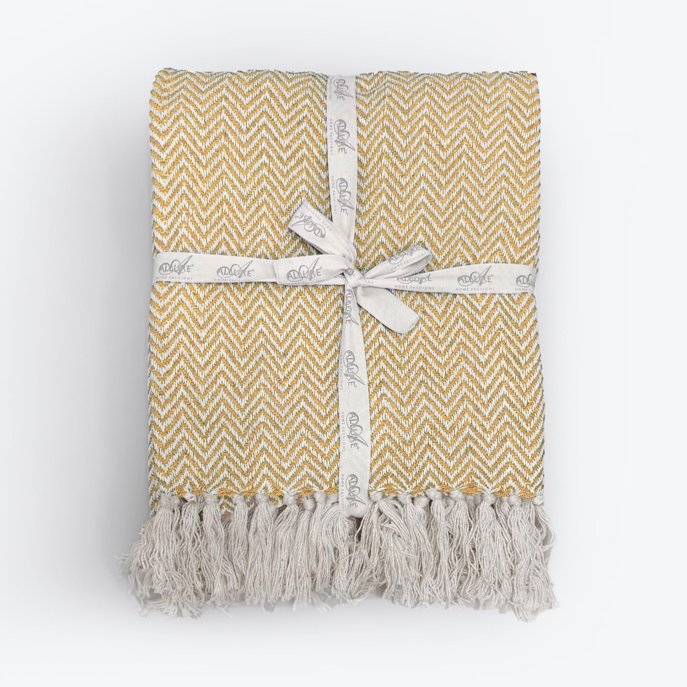 Allure Home Fashions Cotton Herringbone Throw 150 x 200cm Mustard