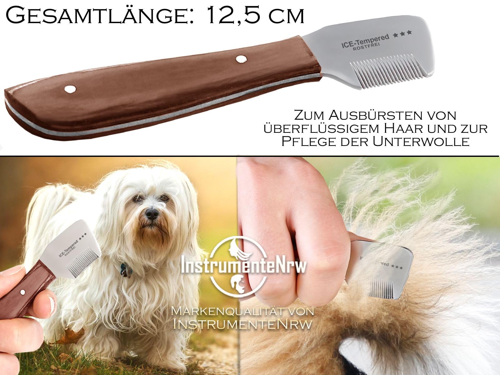 4-teiliges Trimmmesser Set Für Hunde - Edelstahl Fellpflege Mit Holzgriff