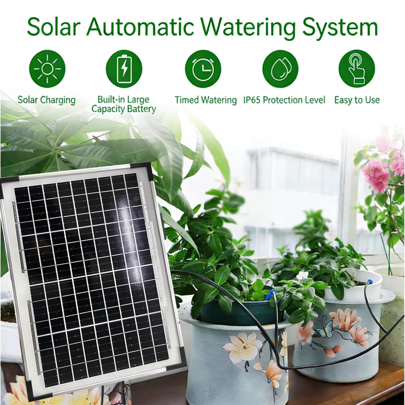 Solución de riego automático con Temporizador de 30 Minutos para Estructura de riego amigable con Cuidado del jardín del hogar