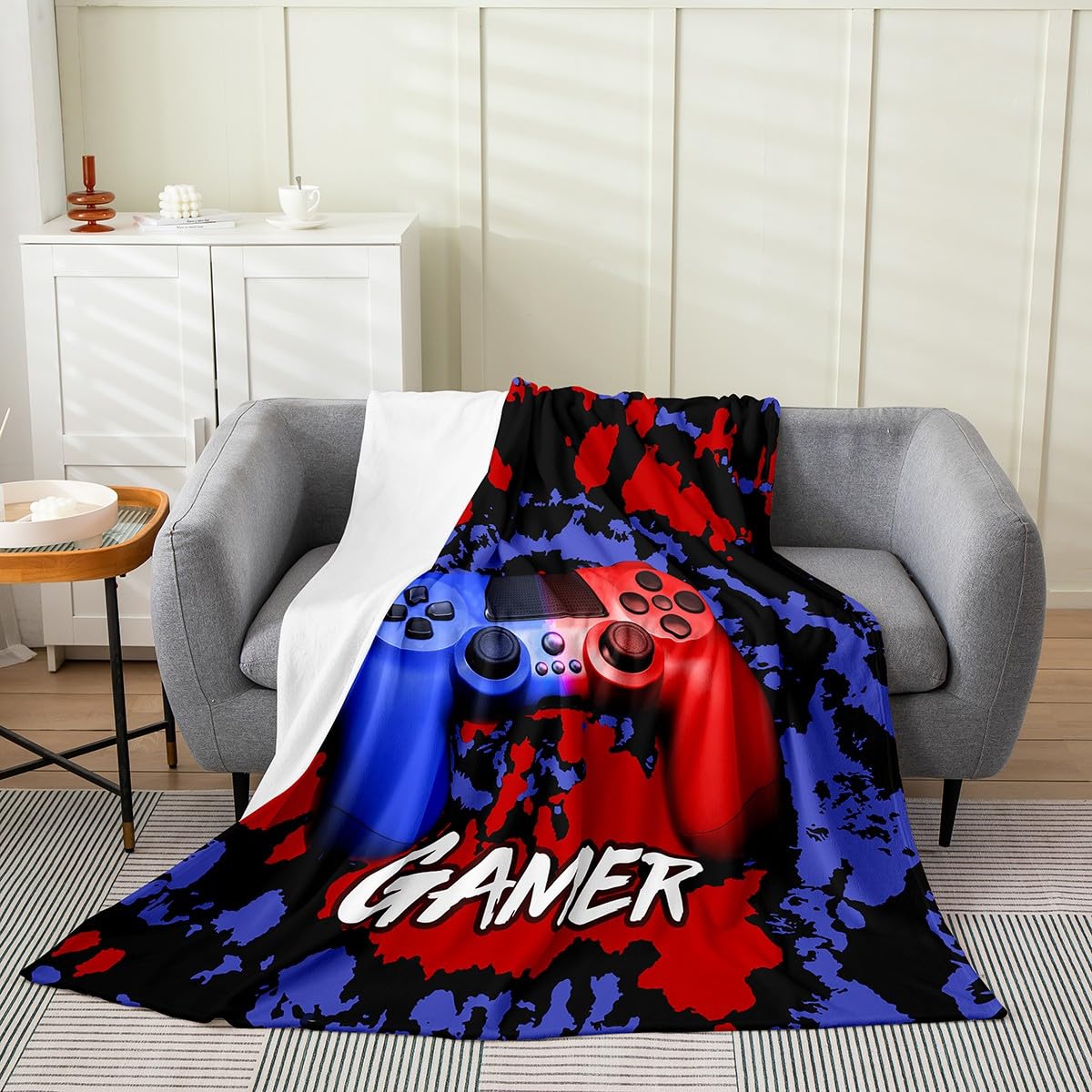 Loussiesd Coperta in pile per letto e divano, gioco per videogiochi, giochi per bambini, per tutte le stagioni, gioco e controller di gioco, coperta in peluche, 200 x 200 cm