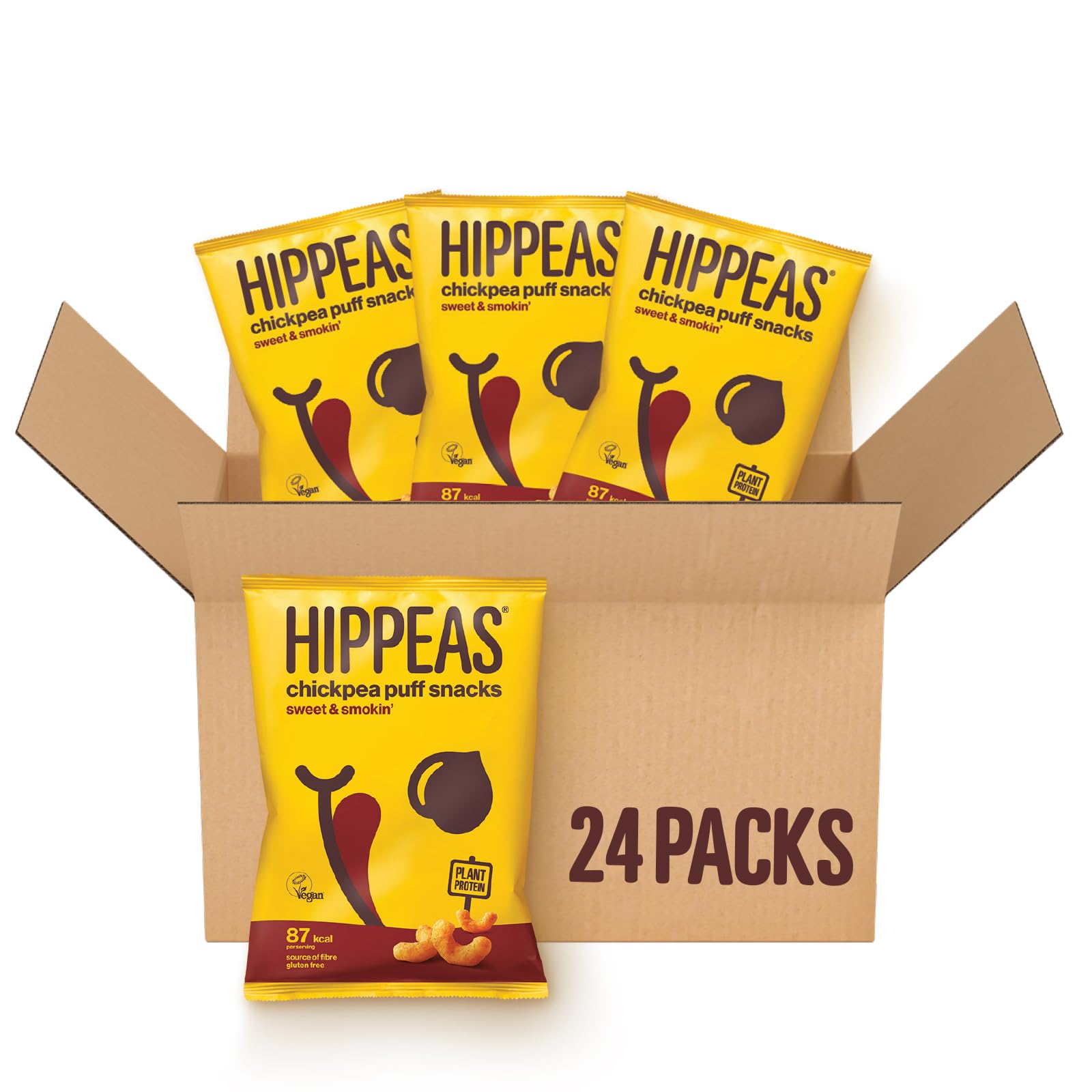 HIPPEAS Smoky Paprika Chickpea Puff Vegan Multipack Crisps | 24 x 22g Snack Bags | Plant-Based, Source of Protein | Free from Gluten & Artificial Flavours | Light & Crunchy - 91 calories per serving