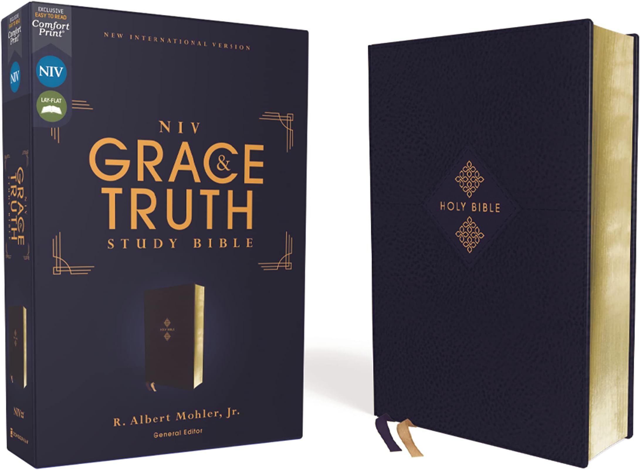 Niv, the Grace and Truth Study Bible (Trustworthy and Practical Insights), Leathersoft, Navy, Red Letter, Comfort Print