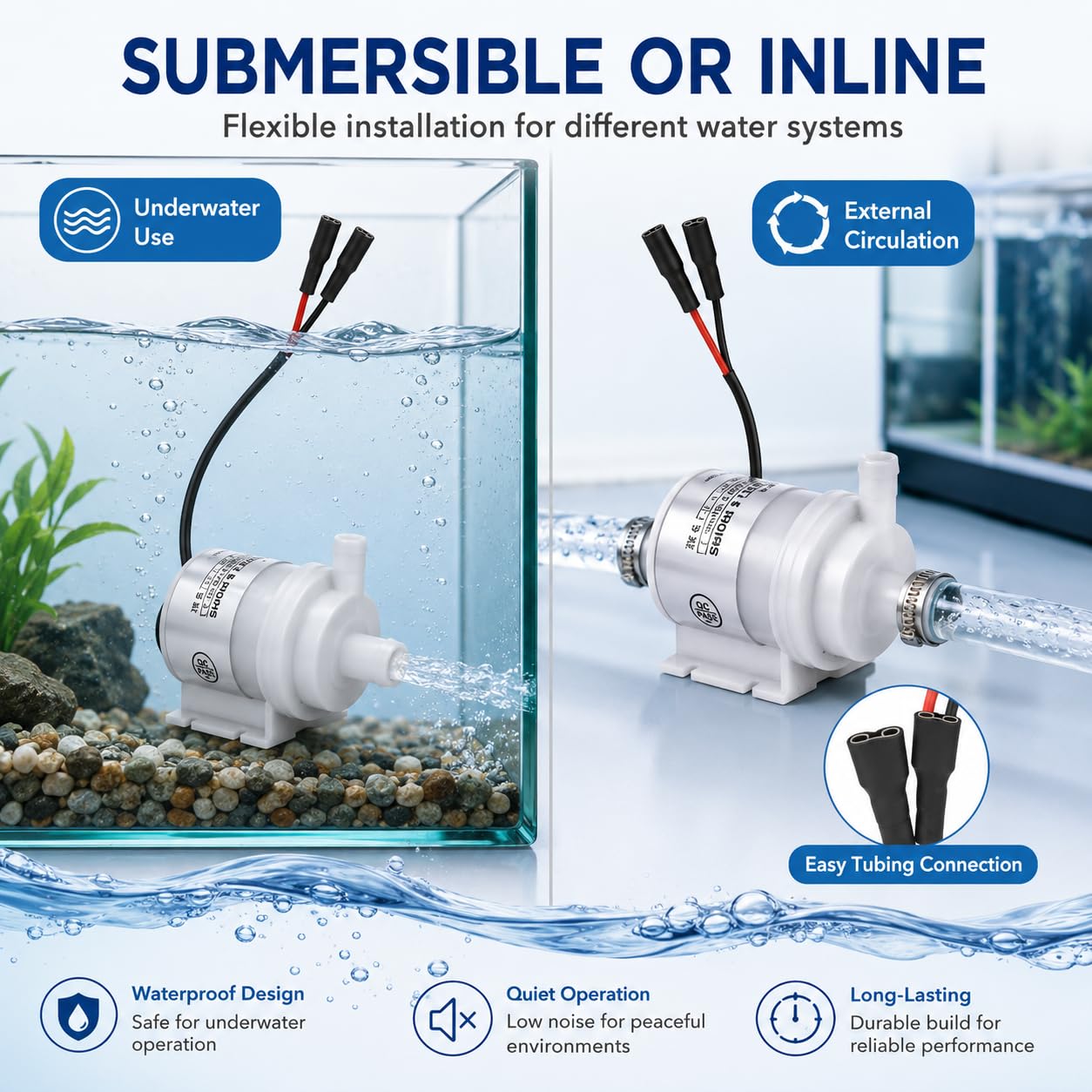 Mini pompe à eau - 24V DC 10W Pompe à eau sans balais de qualité alimentaire Pompe à eau sans balais à économie d'énergie pour fontaine d'aquarium Instruments médicaux