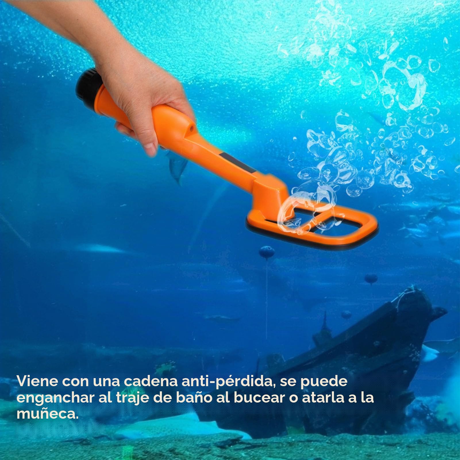 Detector de Metales Subacuático de Mano, Detector de Metales Impermeable de 9,84 Pies para Adultos, Detector de Metales Ligero Buscador de Oro con LED e Indicador de Encendido