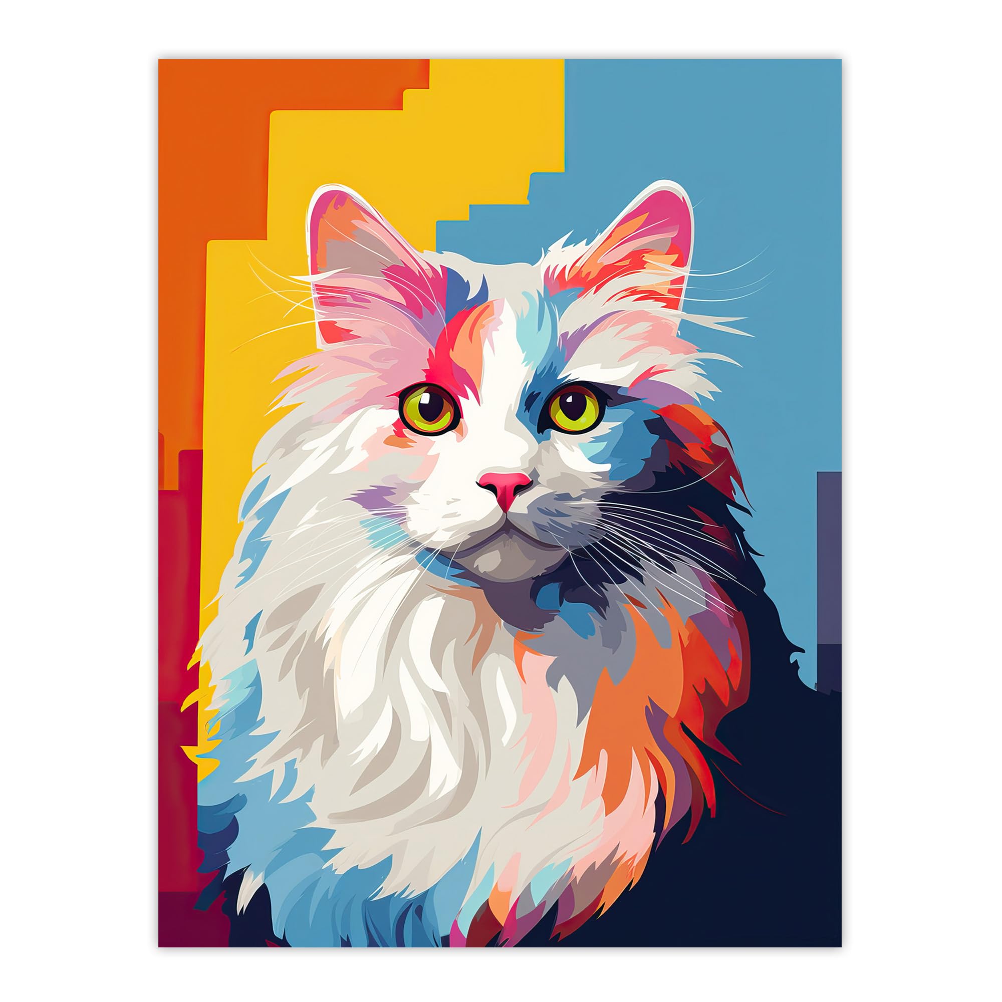 Artery8 Ragdoll Cat Lover Gift Pet Portrait Orange Blue Purple Artwork Painting Large Wall Art Poster Print Thick Paper 18X24 Inch