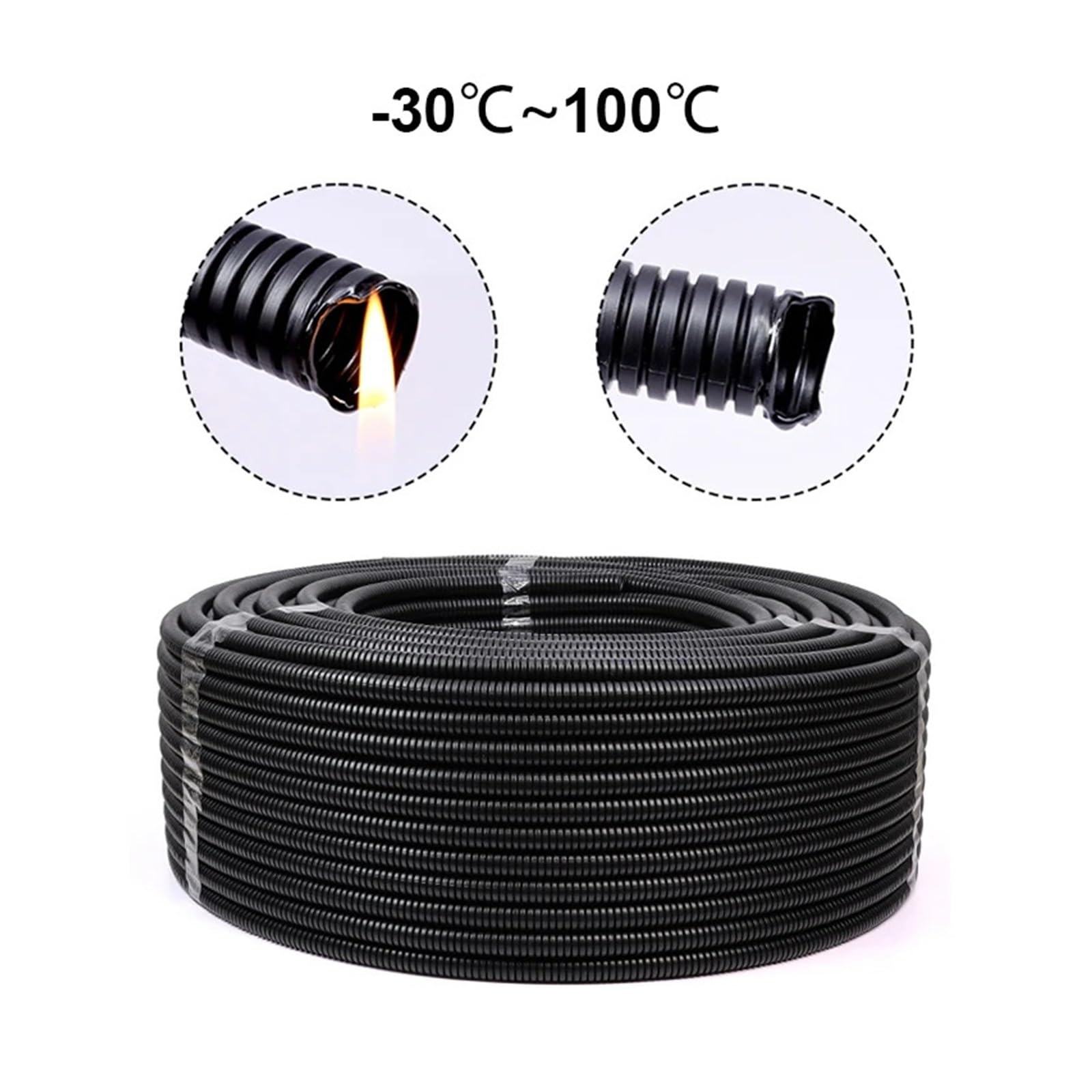 Tubo corrugato in plastica PP nera, ID 5,5 mm-29 mm, guaina protettiva for cavi auto, tubo flessibile isolato(20x25mm open,5 Meters)