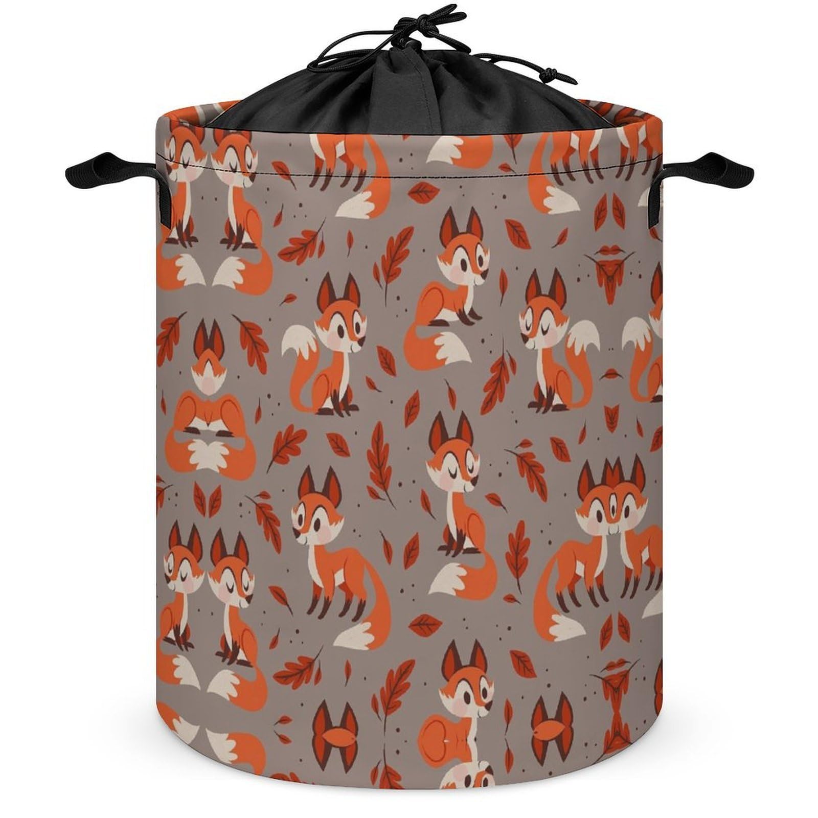 Qjjinxior Drawstring Laundry Hamper, Cartoon Fox Laundry Basket, Washing Basket with Handle