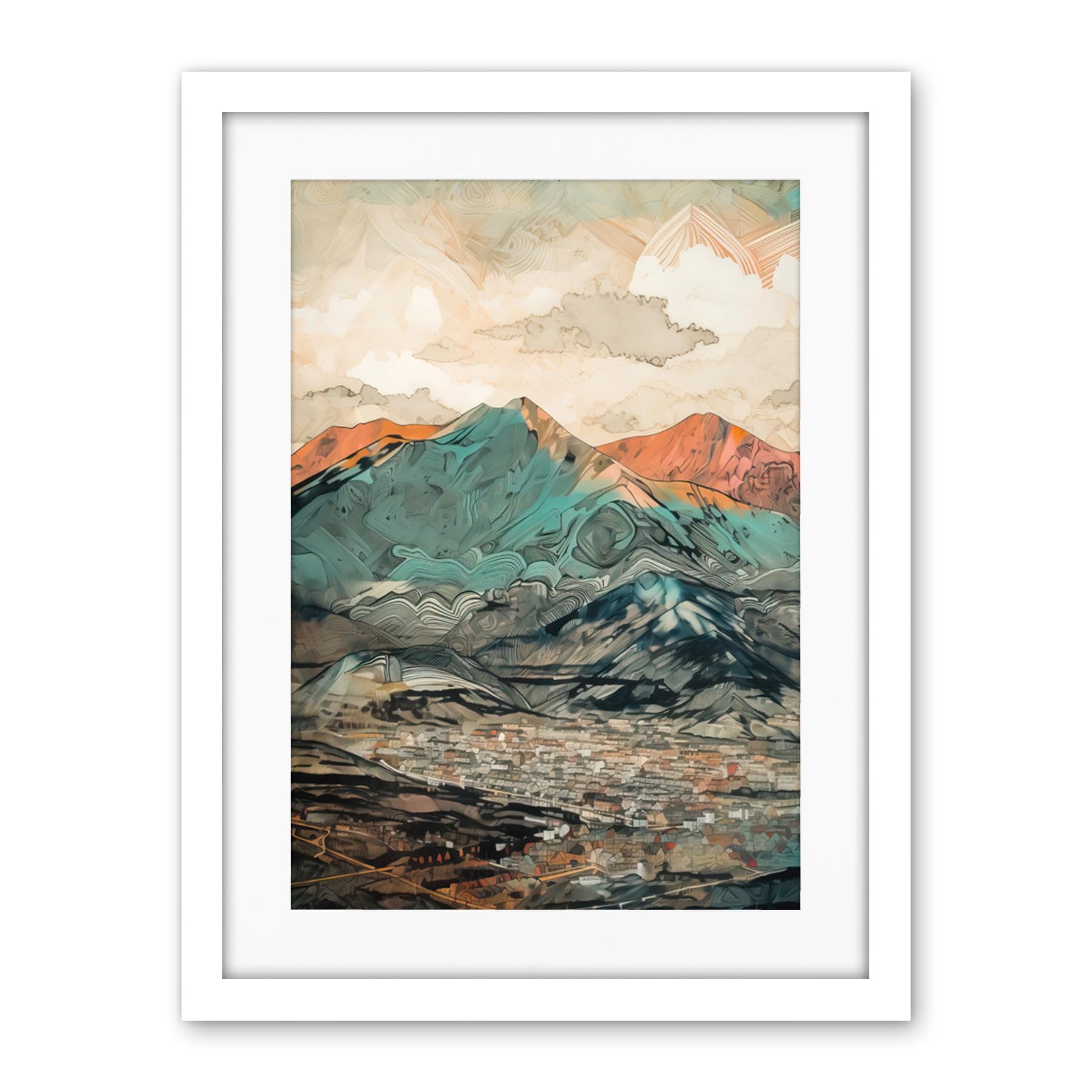 Artery8 Sunrise in Lienz Austria City Under Mountain Range Artwork Framed Wall Art Print 18X24 Inch