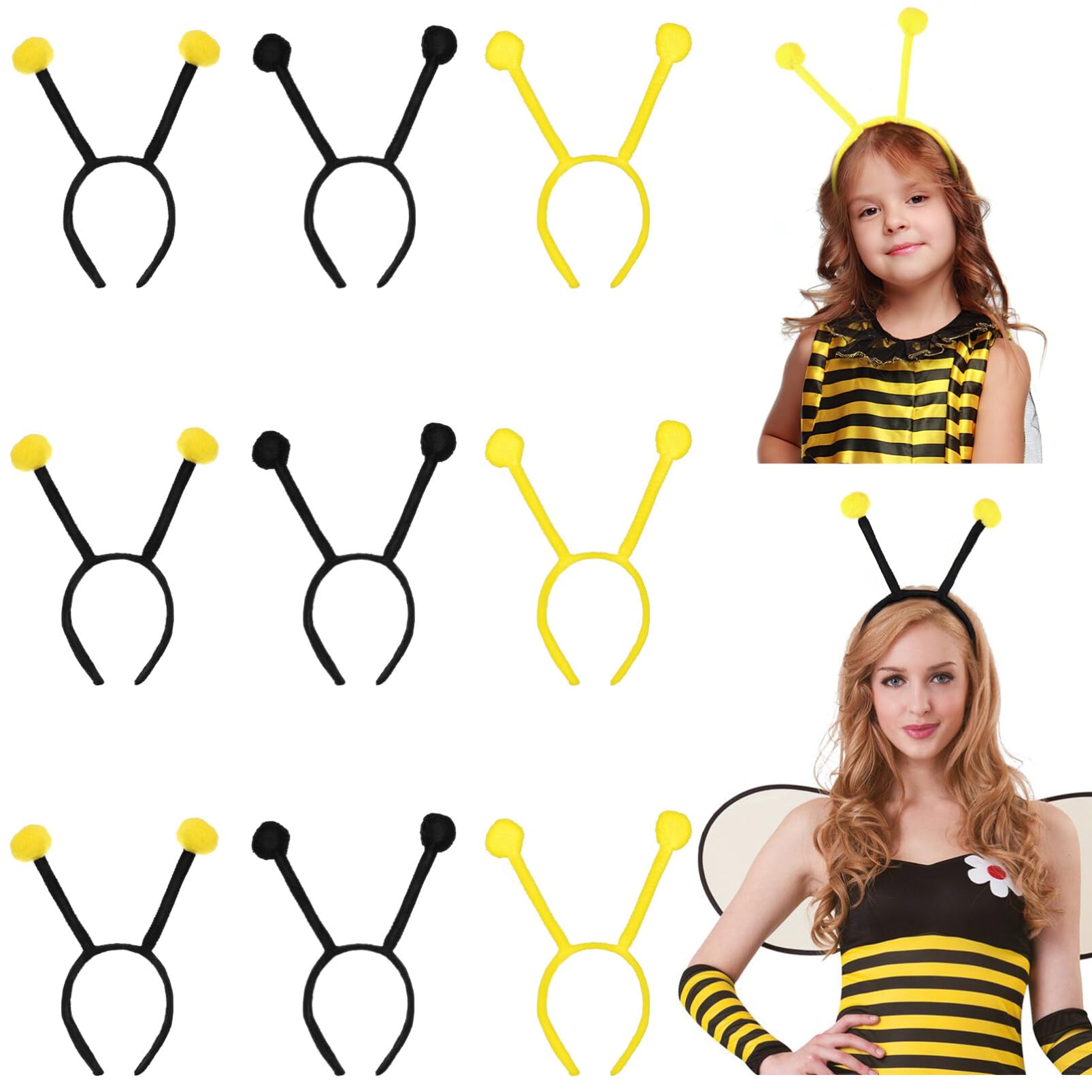 FRCOLOR 9Pcs Bee Headband Christmas Headband Bee Tentacle s Hair Bands Tentacle Headwear Pom Pom Christmas Party Supplies - Image 2