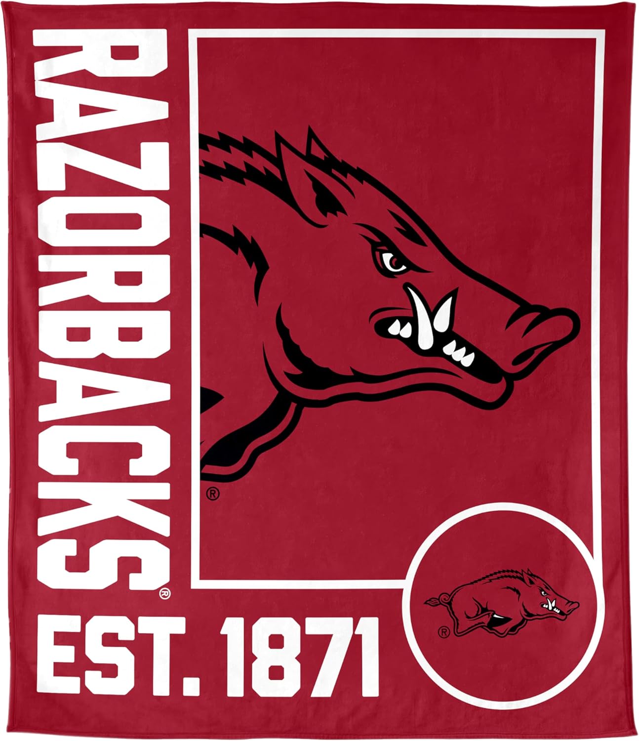 FANMATS NCAA Arkansas Razorbacks Super Plush Throw Blanket – 60" x 70" Size | Team Color | Ultra-Soft Polyester Material