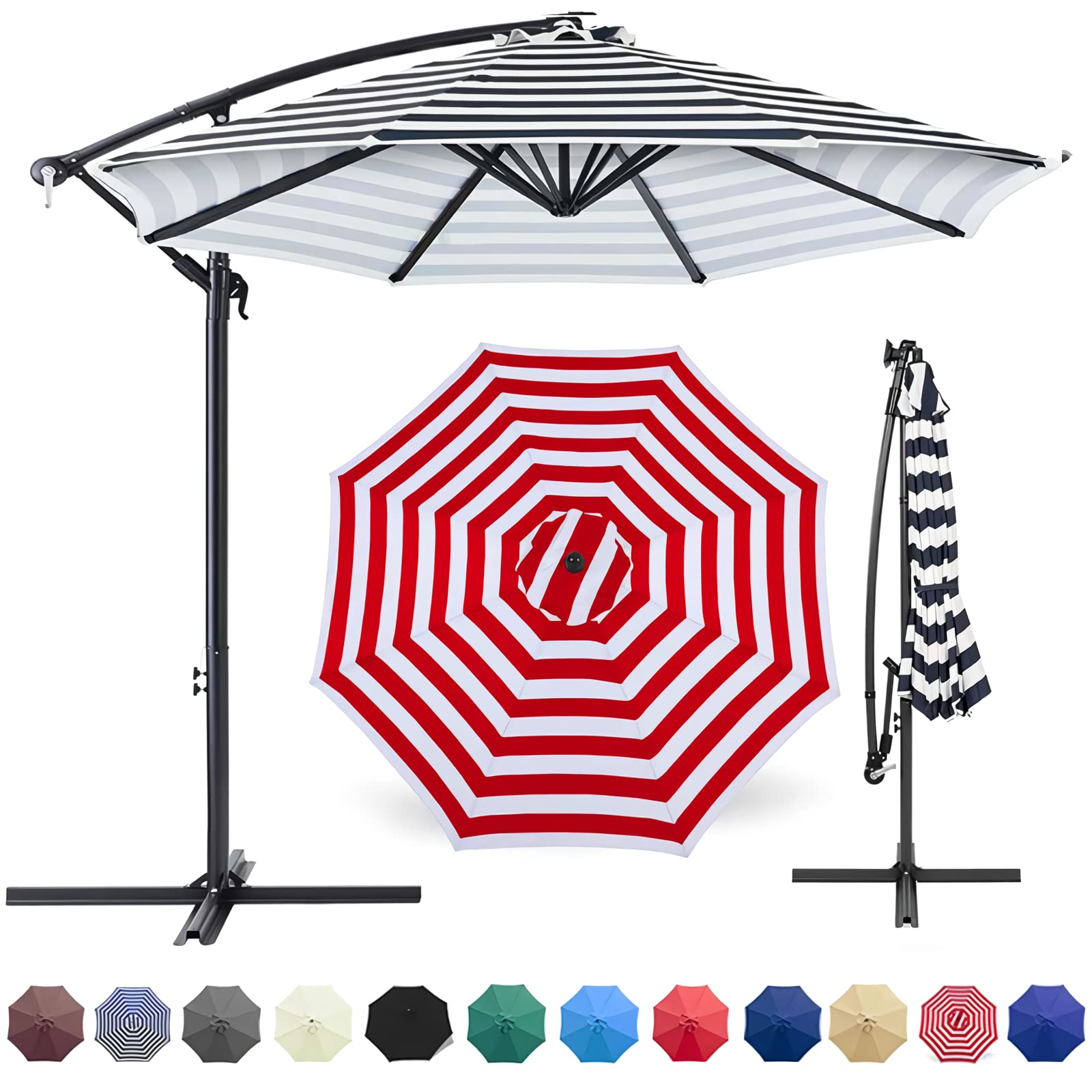 Patio Umbrella Canopy, Universal Replacement Cover for 10 Feet 8- Ribs Outdoor Round Patio Market Umbrella Parasol Canopy Top Sun Shade Accessory,