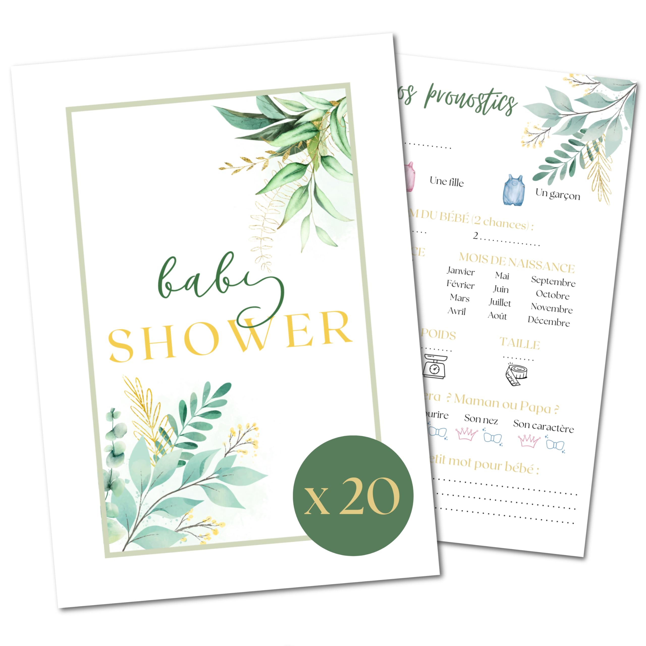 baby showe french prediction card