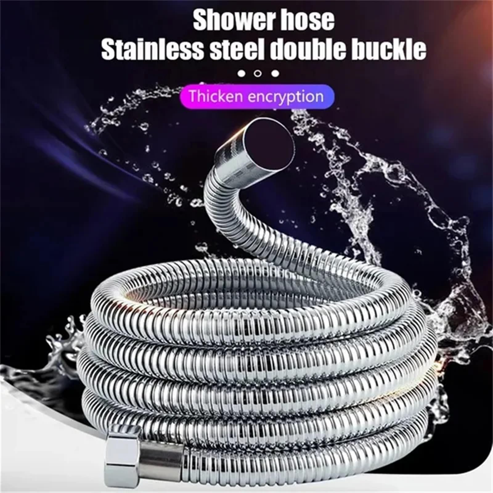 Dusch Schlauch 1,5 M/2 M/3,0 Meter Edelstahl Brauseschlauch Wasserhahnschlauch Flexibler Duschschlauch Badezimmer Badezimmerzubehör Flexibel(3.0M Encryption)