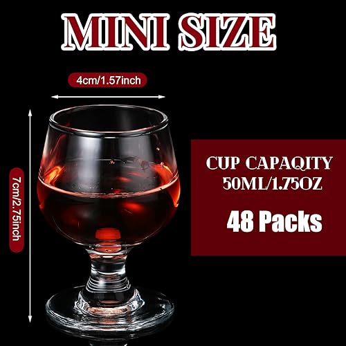 Miniatura 9 de Lindos vasos de chupito de coñac, 1.7 onzas, copas de brandy, mini copas de vino, juego de vajilla de vidrio para jugo de whisky, vodka, jerez,