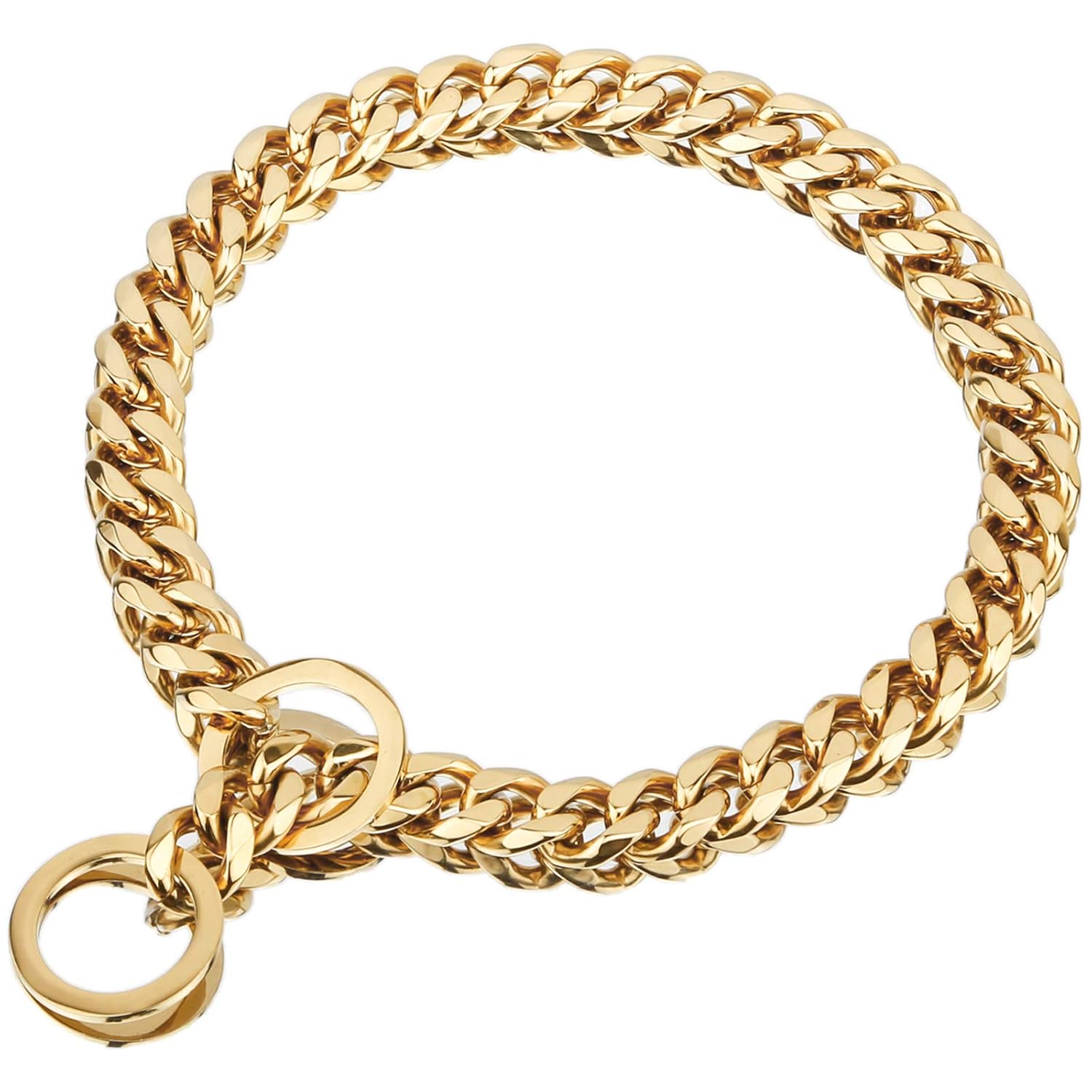 Buy Weighty Ruggedization Gold dog chain collar, 12/15mm width 1026