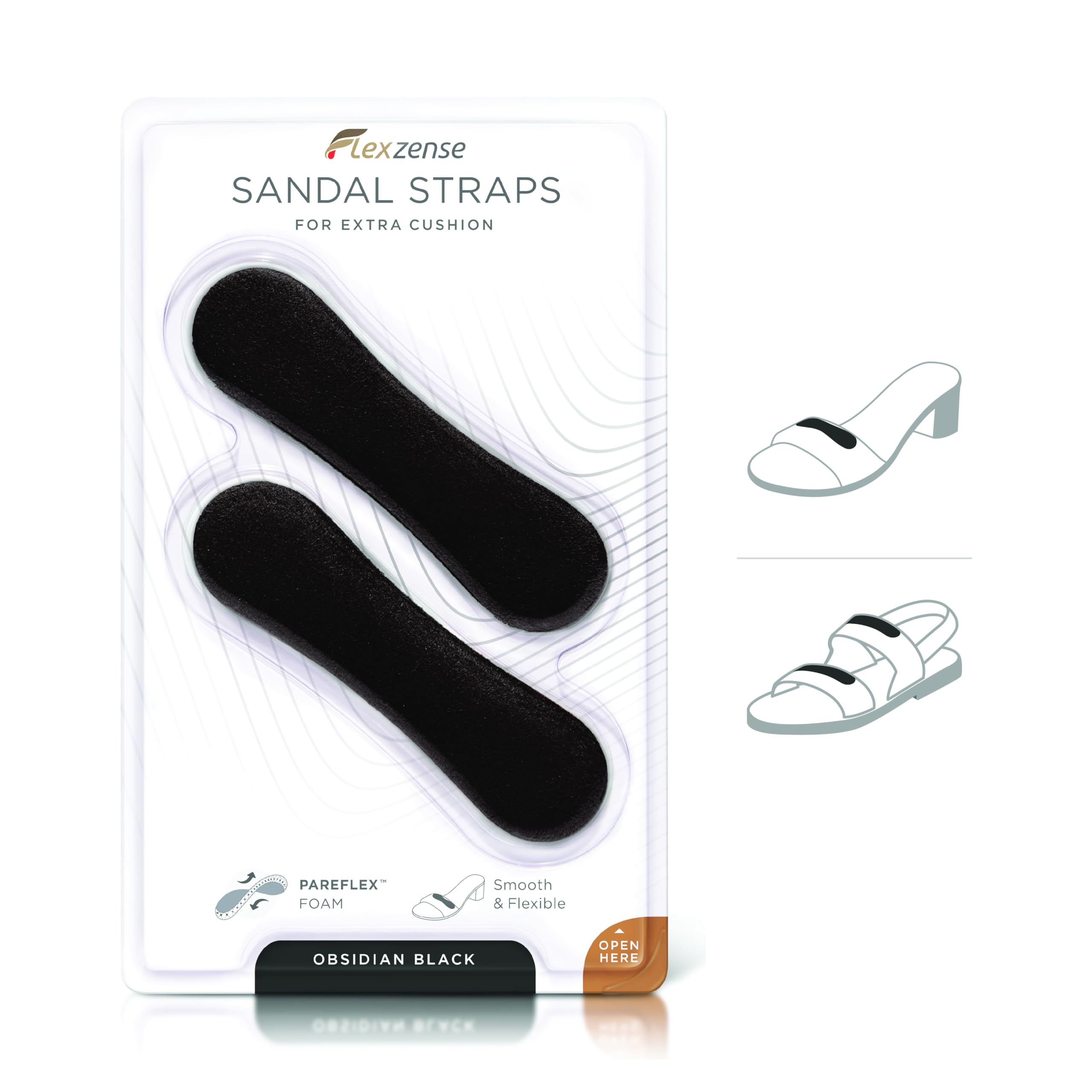 FLEXZENSE Sandal Straps Per Protezione Extra | Comfort e protezione da qualsiasi tipo di cinghie rigide | 1 paio (Nero ossidiana)