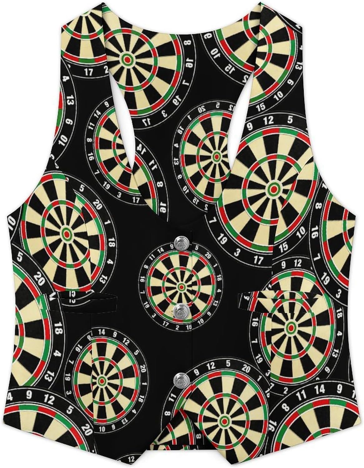 Dart Board Numbers Sports Women's Suit Vest V Neck Button Down Waistcoat Jacket Business Casual Tops