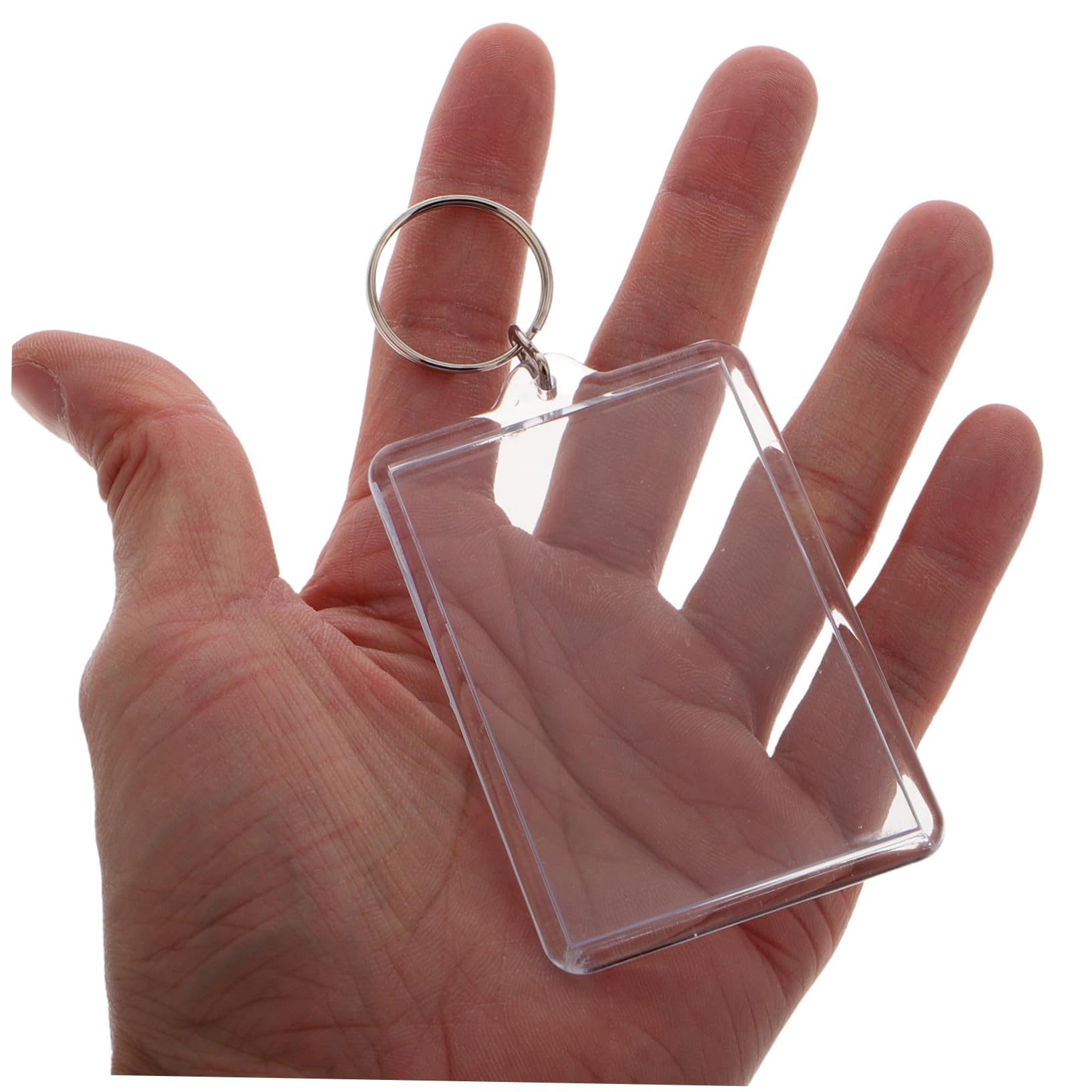 50 Stück Transparente Schlüsselanhänger mit Bilderrahmen Rechteckige aus Robustem Kunststoff DIY Foto Schlüsselanhänger zum Personalisieren mit Spaltring für Kreative Fotoanhänger