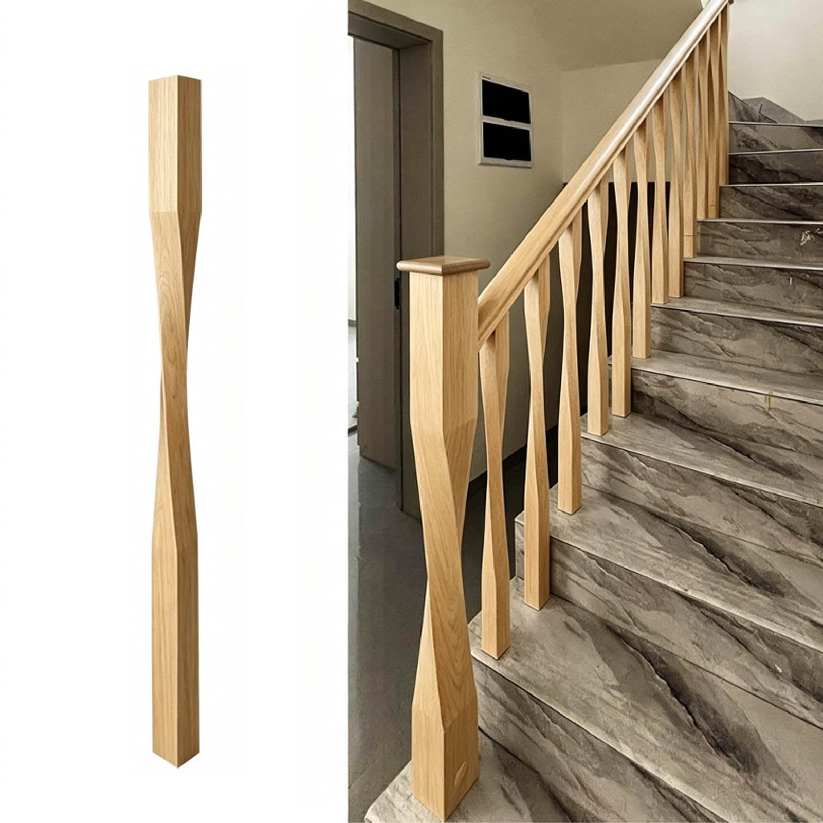 JFBLSD Solid Wood Stair Balusters, Indoor Stair Railing Spindles Contemporary Staircase Spindles Bundles Handrail Parts for Contemporary Home Décor(Wood color,1Pcs)