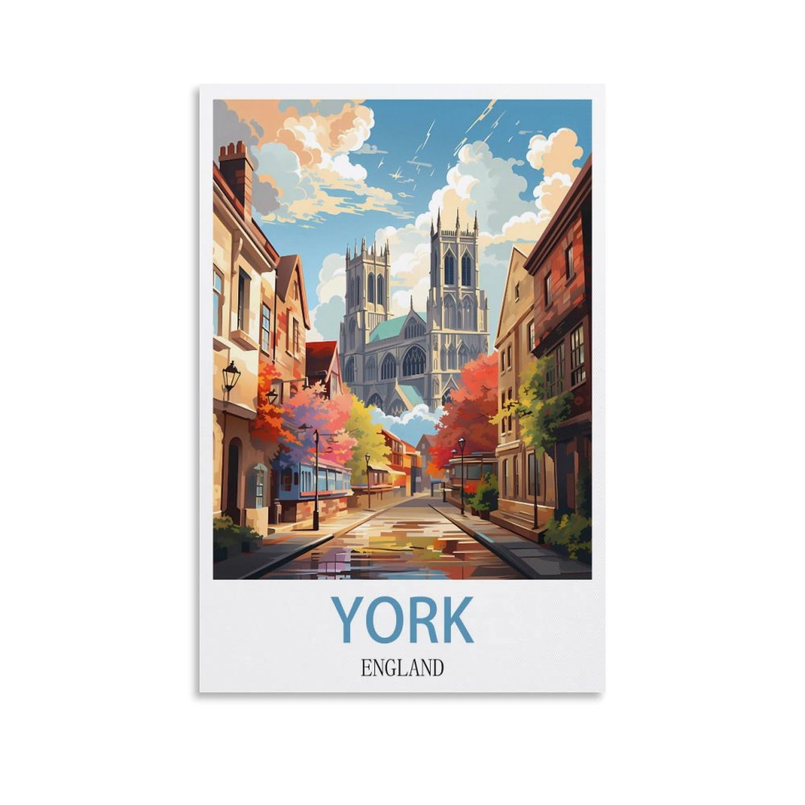 HSAYYIII York England Vintage Travel Poster 16x24inch(40x60cm) Canvas Art Poster And Wall Art Picture Print Bedroom Decor