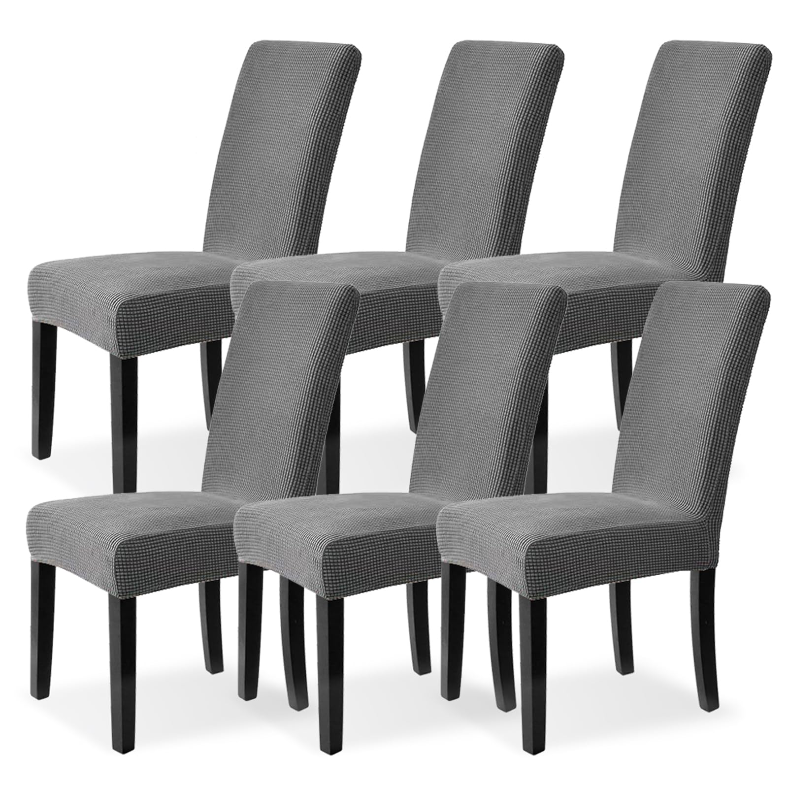 Set 2 Coprisedie con Schienale Elasticizzati in Poliestere Tortora, coprisedie e