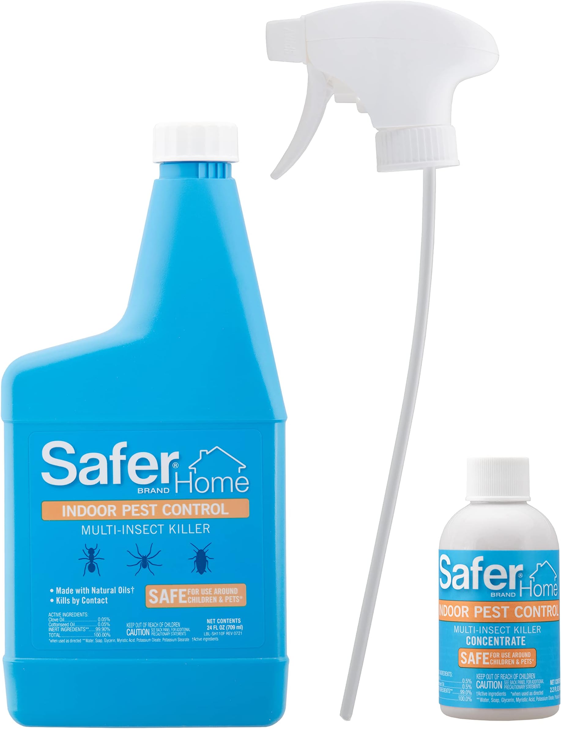 Safer Home Indoor Pest Control Multi-Insect Spray, 24 fl oz | Concentrate Refill Included, Natural Oil Formula Kills Ants, Roaches, Spiders, Flies, Silverfish & Fleas, Pet Safe Bug Spray