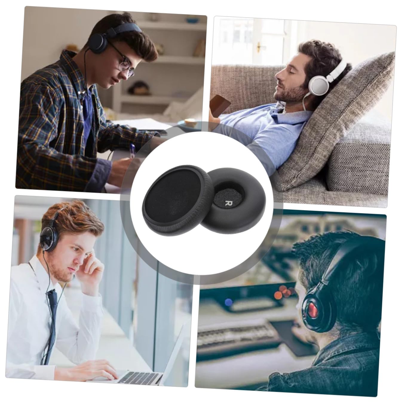 jojofuny 3piezas Auriculares Almohadillas De Repuesto De PU y Color Negro Compatibles Comodidad y Rendimiento De Graves Mejorados