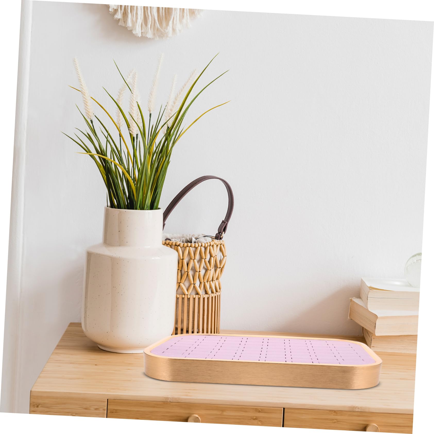 Mikikit Bandeja Organizadora de Joyas de Terciopelo Ranuras Apilables para Anillos y Colgantes Insertable Cajón para Tocador de Mujer Soporte Rectangular para Pendientes