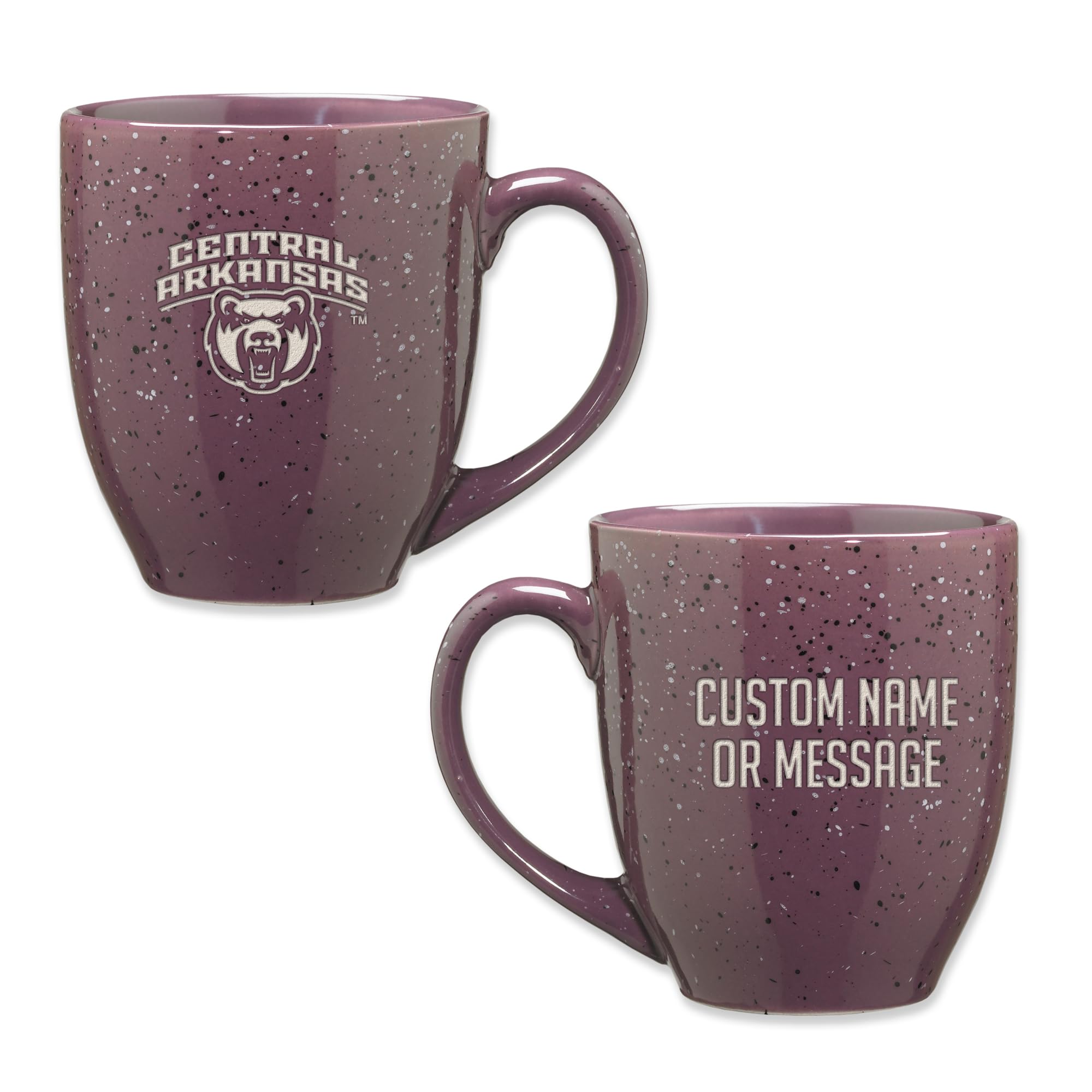 Rico Industries NCAA Central Arkansas Bears Purple Personalized 16 oz Team Color Laser Engraved Speckled Ceramic Coffee Mug