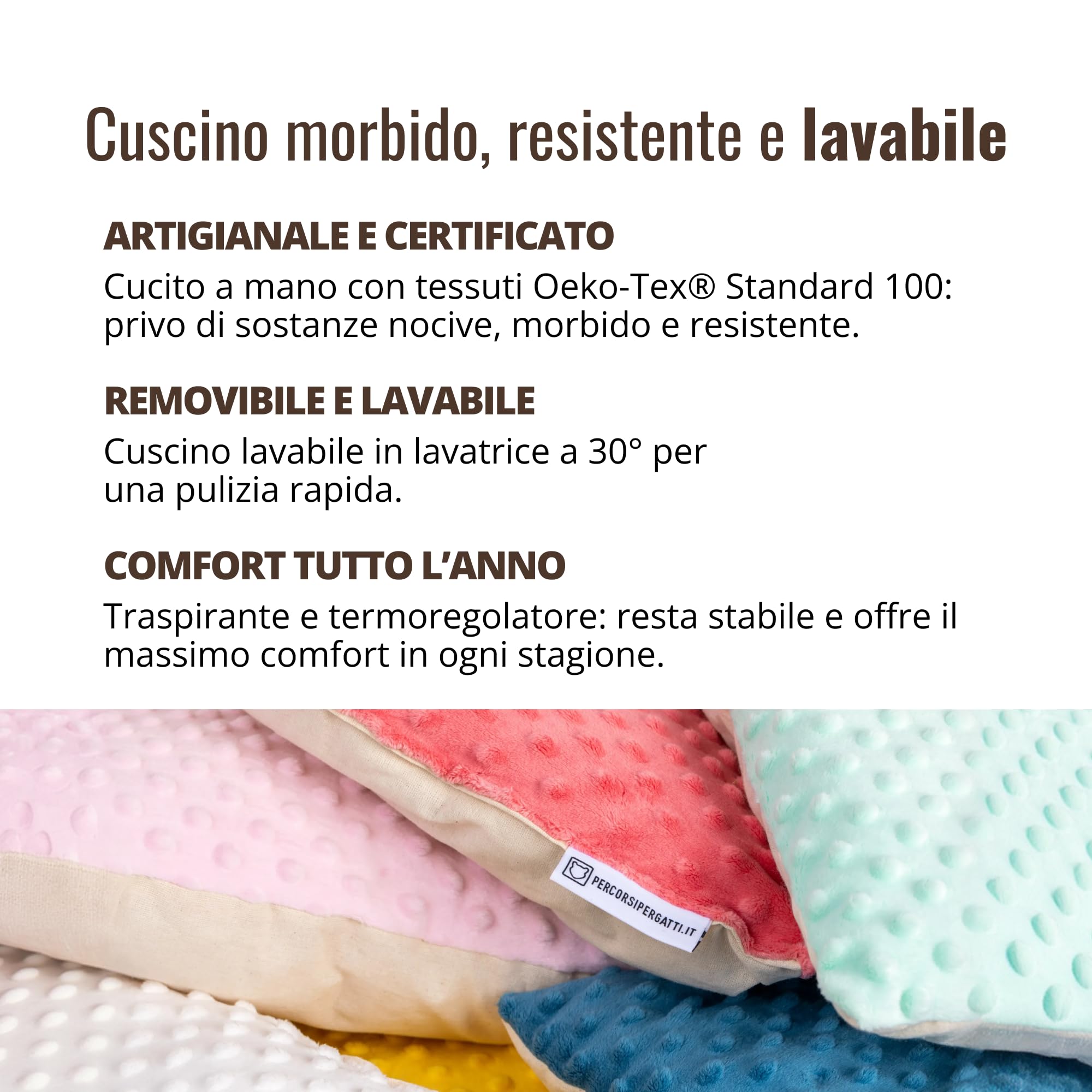 Cubo Cuccia Gatto 40x40x40cm, in Legno d'Abete PEFC Fatto a Mano, grafica Cuore e Cuscino Verde Lavabile, Cuccia per Gatti per Riposo, Giocare, e arrampicarsi, fino a 20 KG – Percorsipergatti