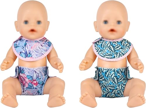 Miniatura 5 de SOTOGO 20 piezas de pañales para muñecas, ropa interior, baberos para muñecas, accesorios para muñecas de 14 a 18 pulgadas y muñecas americanas
