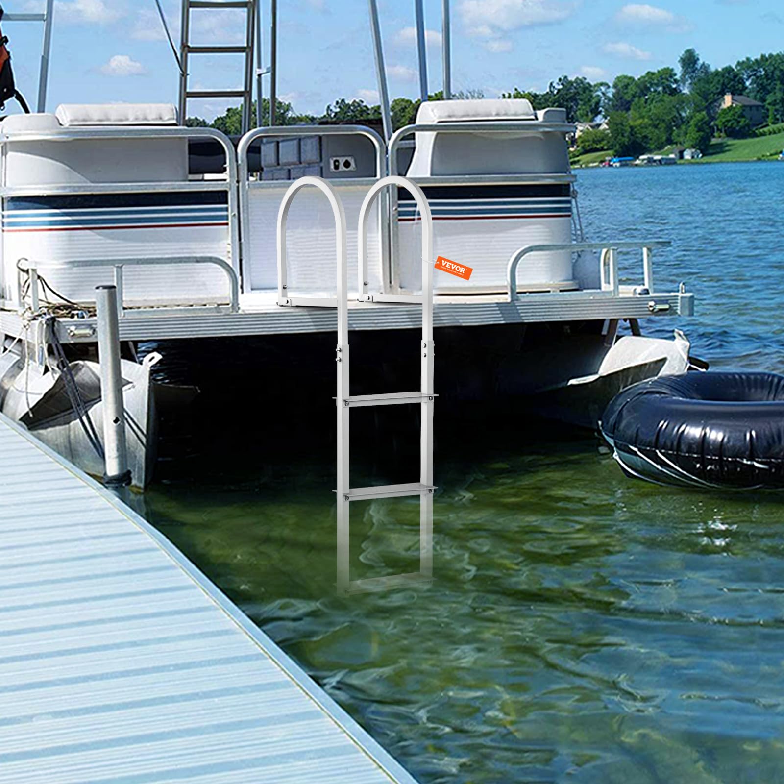 VEVOR Échelle de Quai 3 marches Amovible échelle de Ponton en Alliage d'aluminium, Grande capacité de Charge 500 LB 226 kg, Grandes pédales 78 mm pour embarquement à Bord de Bateaux, Lacs, piscines