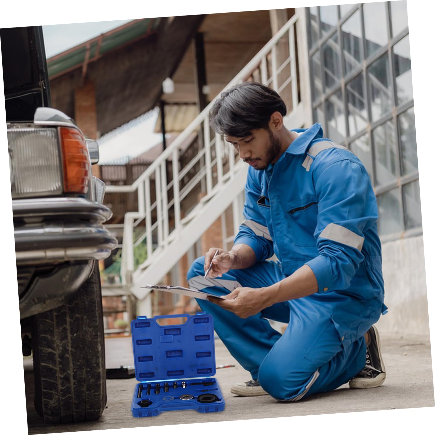 Gatuida Kit Estrattore e Installatore per Volante e Puleggia Pompa, Acciaio al Carbonio Rosso, Resistente All'usura, con Custodia per Officina Auto