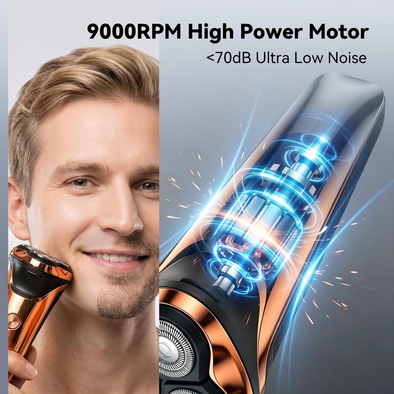 Ordele Electric Razor for Men, 2026 Upgraded Electric Shavers for Men, USB-C Rechargeable, Wet & Dry Shaver with Pop-up Trimmer and Travel Case (Orange) view 5