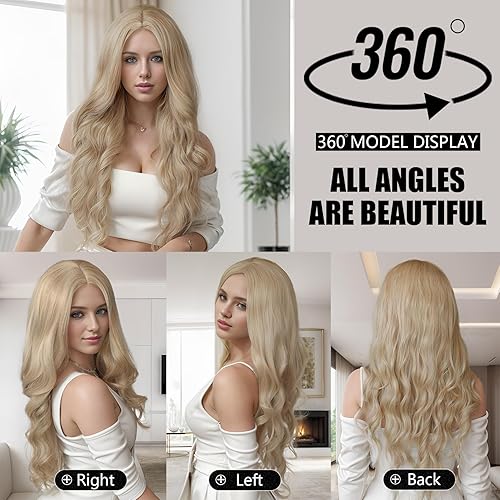 Miniatura 6 de Pelucas sintéticas rubias onduladas para mujeres, 28 pulgadas, cabello largo y rizado para cosplay, niñas y mujeres, fiesta de Halloween o uso diario
