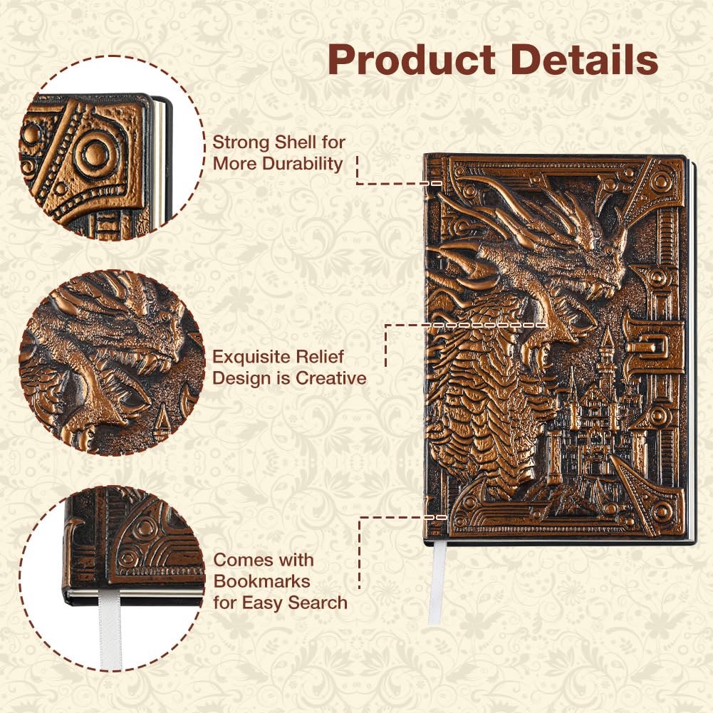 OFFCUP Leather Notebook A5, 200 Pages Hardcover Journal Travel Diary with Pen - Image 4