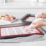 LotFancy Tapis de cuisson en silicone, 2 Pack Liner de cuisson de macaron non bâton pour les cookies, la pâte, le pain et la pâtisserie, feuille de cuisson réutilisable, 16.5"x11.5"