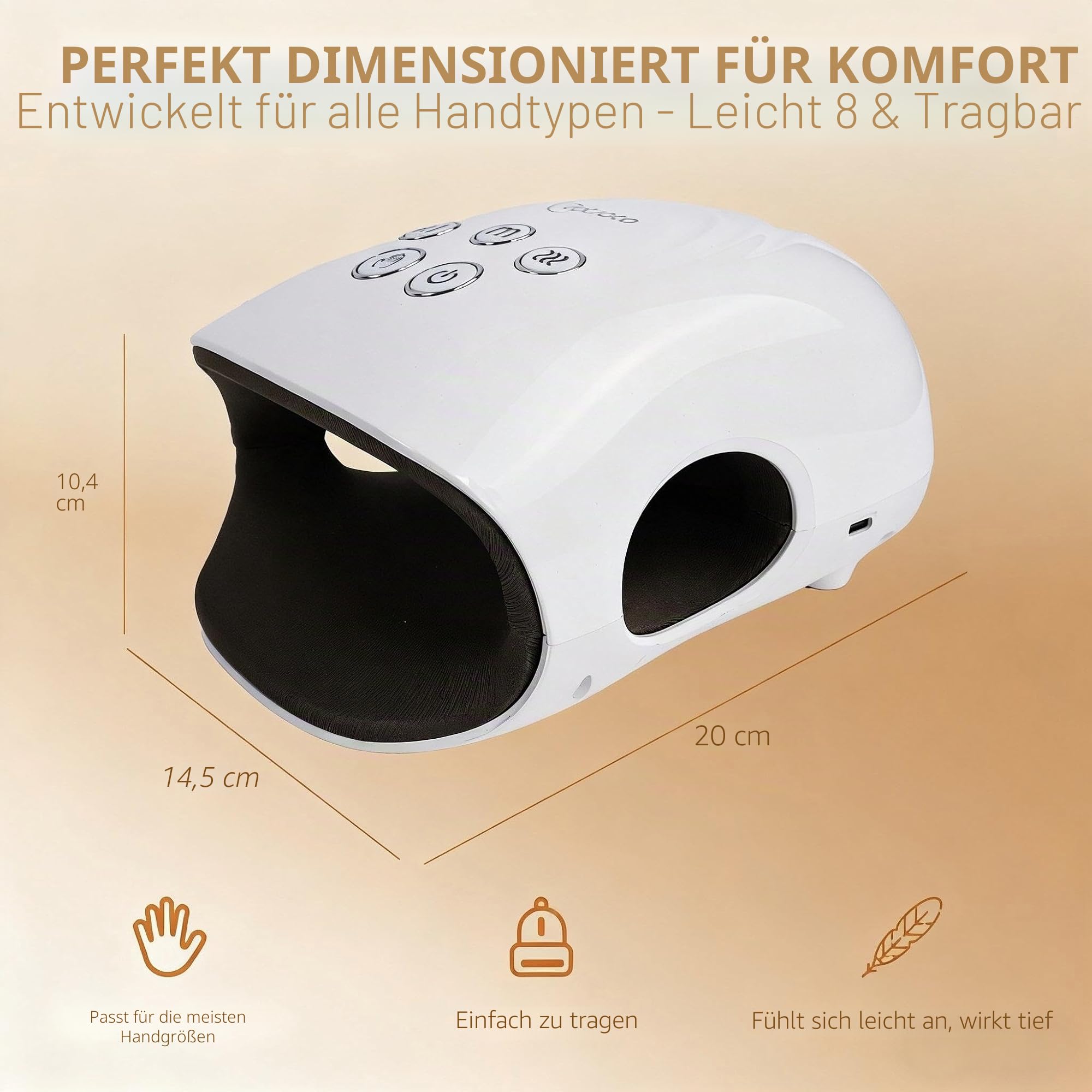 cotsoco Elektrisches Handmassagegerät mit Wärme und Kompression, Kabelloser Hand Massager zur Schmerzlinderung für Finger, Hände und Handgelenk, Geschenke für Damen und Herren, Weiß