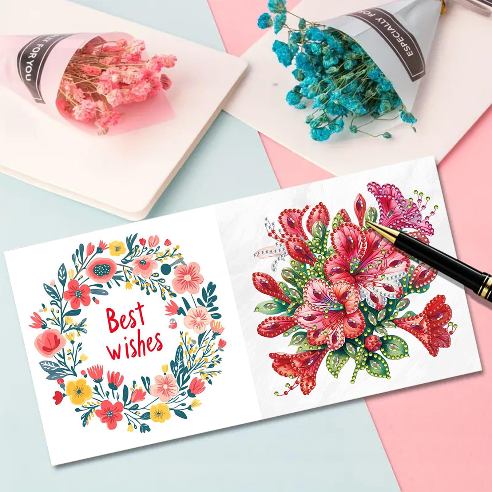 Lot De 6 Cartes D'art Diamant à Faire Soi-même Avec