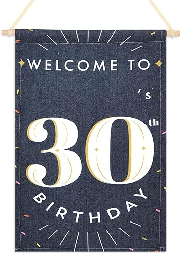 Letrero de bienvenida de cumpleaños personalizado para fiesta de cumpleaños número 30 con calcomanías (9.5 x 15.5 pulgadas)