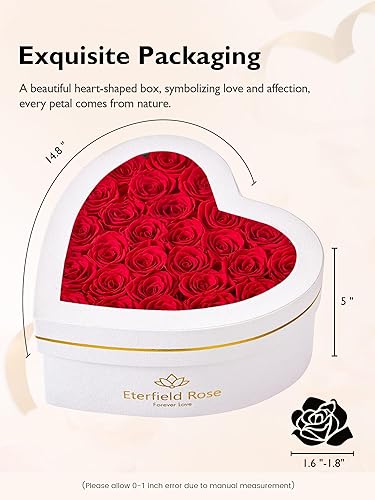 Miniatura 3 de Eterfield 27 Flores Para Siempre en Caja en Forma de Corazón, Rosas Preservadas que Duran un Año, Flores Preservadas, Regalos de Cumpleaños para