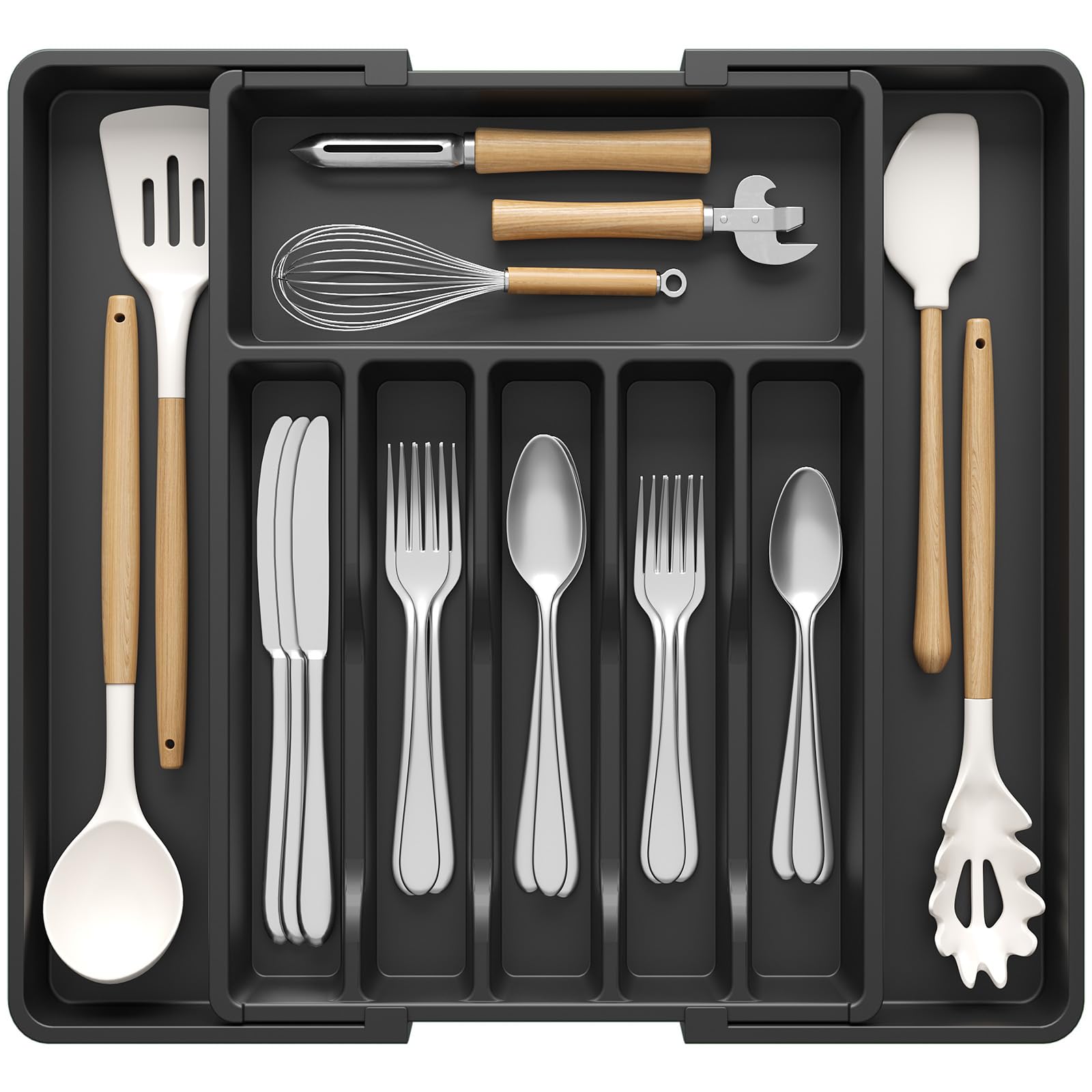 Organisateur couvert cuisine extensible Lifewit noir pour tiroir de 33 à 56 cm de large