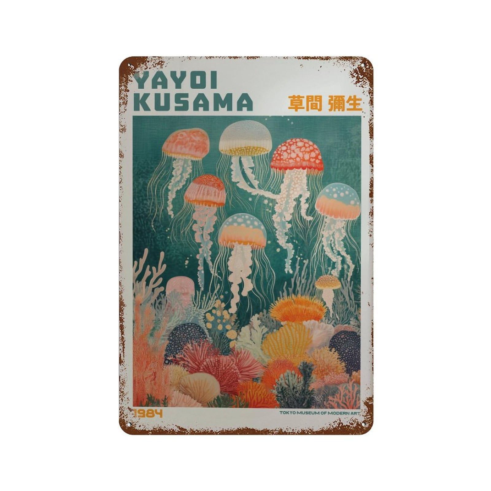 xiaoxiaoshen Yayoi Kusama Modern Maximalist Japandi Exhibition Livingroom2 Wall Decor Art Metal Tin Poster Modern Home Decor Art Home Bar Shop Decorations Vintage Sign 30x20cm