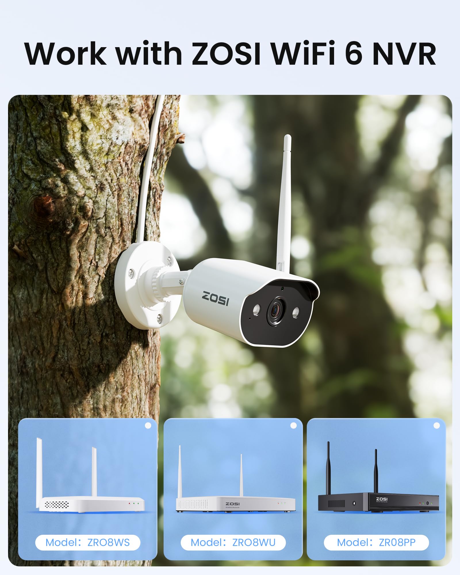ZOSI 2K Wi-Fi 6 Überwachungskamera Set Aussen mit 12" Monitor NVR, 500GB HDD, 6X 3MP WLAN Kamera mit 2 Wege Audio, KI Personenerkennung, Farbnachtsicht