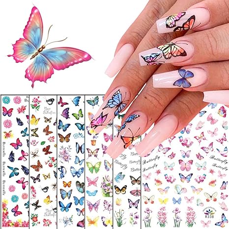 Download Amazon Com 3d Butterfly Nail Stickers Butterflies Nail Decals Colorful Butterfly Design Nail Art Supplies Butterfly Stickers For Nails Designs Flowers Manicure Tips Nail Art Stickers For Women Girls 6 Sheets Kitchen