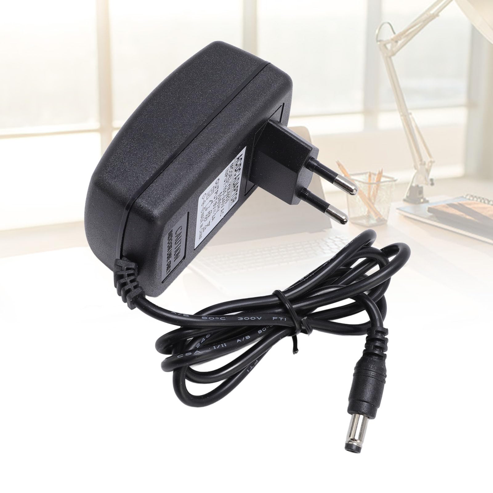 Cargador de Potencia, Enchufe de 5.5 Mmx2.5 Mm 9v 3A Adaptador de Alimentación Conexión Segura y Cable de 93 Cm para la Pantalla de Tapa (Enchufe de la UE)
