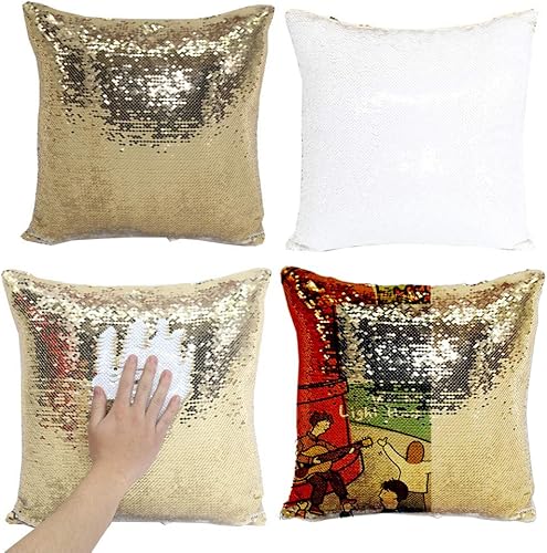 Funda de almohada de sirena para sublimación, diseño de sirena, funda de cojín mágica en blanco, funda de cojín decorativa cuadrada de 15.7 x 15.7