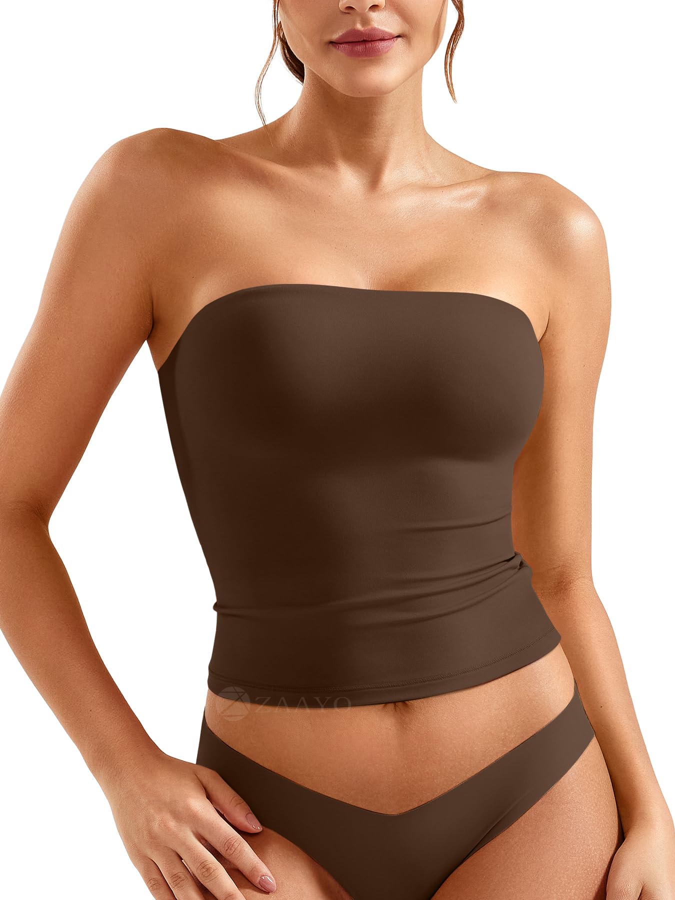 ZAAYO Top da donna a tubetto con spalle scoperte, Y2K, slim fit, crop, sexy, estivo, con doppia imbottitura