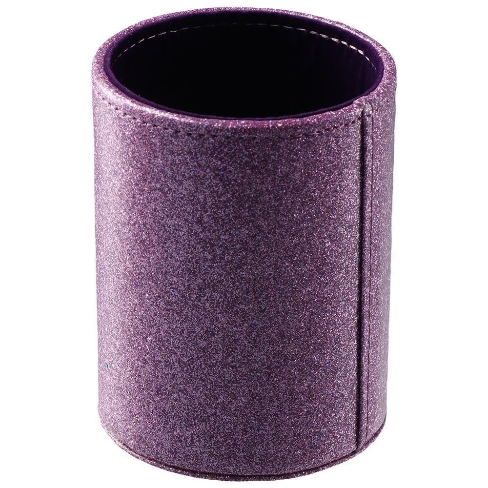 Risedot PU Glitter Pen Holder, Pencil Cup Shiny Pen Holder for Desk for Women Desk Office Home, Purple